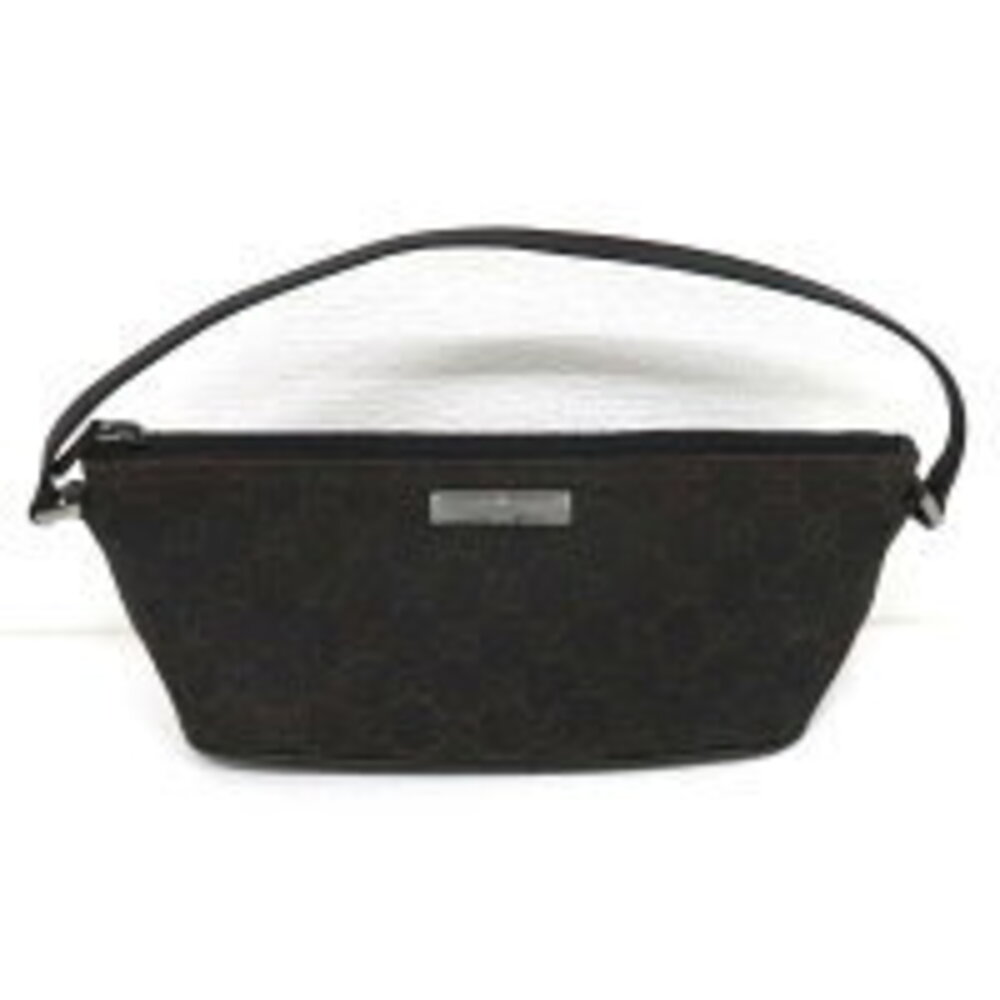 Gucci Accessory Clutch Handbag GG Canvas Leather Brown